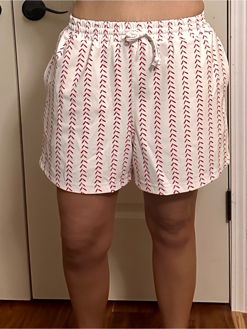 Women's White Shorts baseball Print